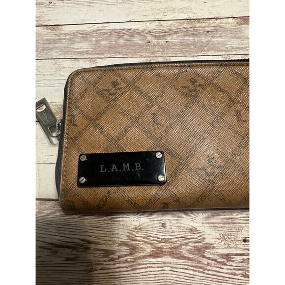 L.A.M.B Wallet Gwen Stefani Saddle Zip Around Wallet Y2K Monogram Brown Luxury - Picture 2 of 4